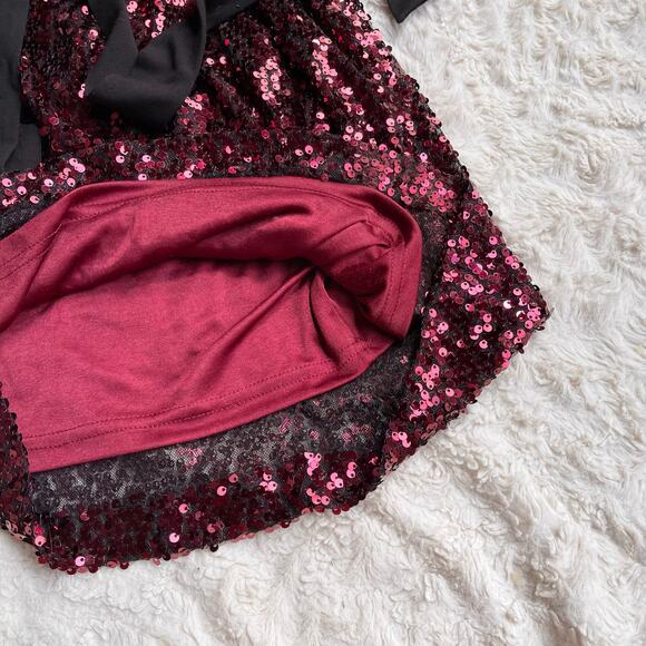 Cache ruby red sequin mini dress cowl neck cocktail evening tie belt formal prom - Picture 10 of 14